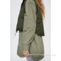 Autumn New Ladies Stand Collar Green Vest Jacket